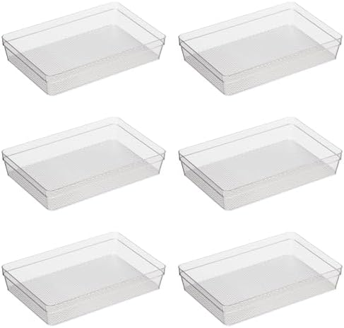 Oggi Clear Drawer Organizer - 6.25" X 9.25" (Set of 6) - Ideal for Organizing Kitchen Drawers, Office, Desk, Silverware, Kitchen Utensils, Cosmetics and Bathrooms by Unknown