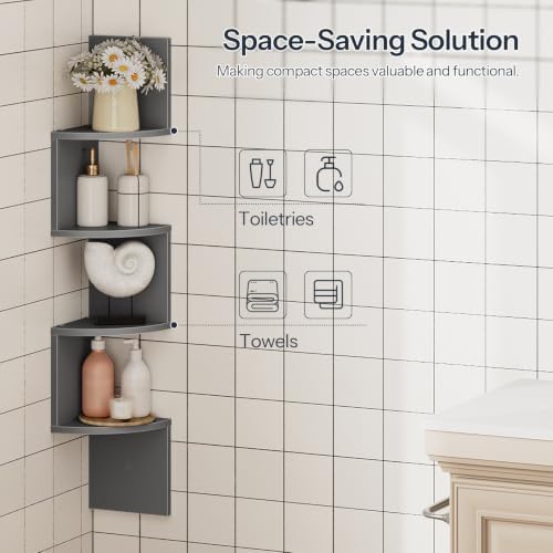 HOOBRO Corner Shelf Wall-Mounted, Set of 2 Floating Corner Shelves for Wall - Image 6
