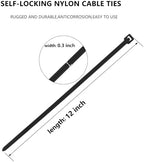 18 inch Black Zip Ties Heavy Duty 1000 PACK,120LBS Tensile Strength Self-Locking heavy duty UV Resistant Cable Tie Wraps for indoor and outdoor use - Image 2