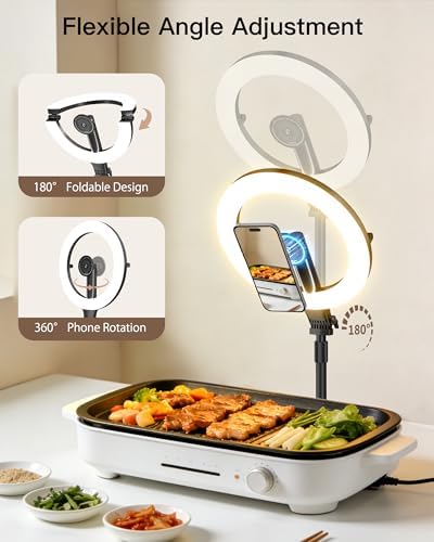 NiceVeedi 10.2” Magnetic Desk Ring Light with Stand, 5000mAh Rechargeable Desktop Ring Light for Phone，3 Color Foldable Selfie Light for Live Stream/Makeup/TikTok/YouTube/Photography/Zoom/Vlogging - Image 3