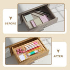 Briwooody 2 Pcs Clear Acrylic Desk Drawer Organizer 11 x 6 x 1.38 Inch Drawer Organizer Trays with 6 Compartments Desk Accessories for Office Makeup Silverware Bathroom - Image 4