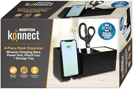 Bostitch Konnect Qi Certified Wireless Charging Desk Accessory Kit with Pencil Cups - Image 4