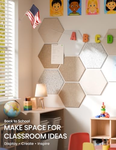 Fluxynara 8-Pack Hexagon Felt Bulletin Board Tiles, Stone Beige-1 - Image 5