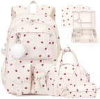 4PCS Corduroy Backpack for Girls with Leakproof Bento Box by Unknown