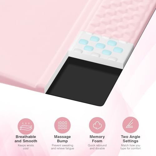 Ospelelf Ergonomic Mouse Pad and Keyboard Stand Wrist Rest Set, Memory Foam Comfort, Pain Relief for Typing, Office Desk Accessories, Pink - Image 4
