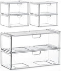 caktraie 6-Pack Acrylic Stackable Storage Drawers for Vanity, Desk, Bath by shoeboxesanddeskorganizers