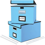 File Organizer Box with Lids, Collapsible File Folder Organizer by Huolewa