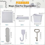 PSLER 22"×22" White Pegboard Kit with 17 Accessories, Garage Office Storage - Image 2