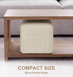 Hobestluk Square Corduroy Pouf Ottoman Foot Stool for Living Room Bedroom - Image 5