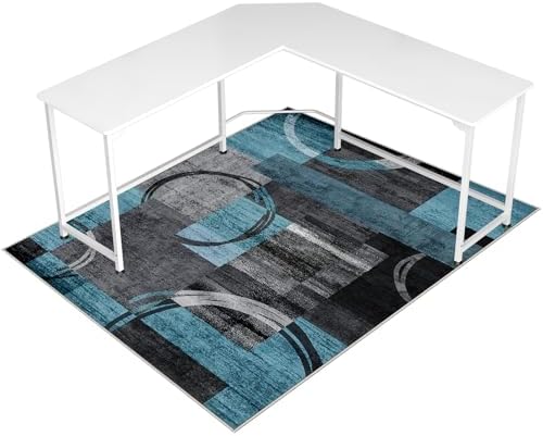 Office Chair Mat for Hardwood Floor&Tile Floor,48"X 60"-Geo Blue Gray by LreedyMat