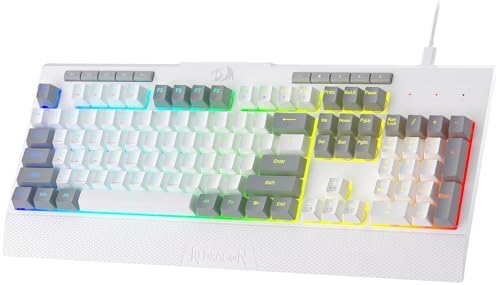 Redragon K525 RGB Backlit 104 Keys Wired Membrane Gaming Keyboard w/ 5 Multimedia Keys & 4 Extra On-Board Macro Keys, Dedicated Media Control, Ergonomic Wrist Rest, Linear Mechanical-Feel Switch by REDRAGON