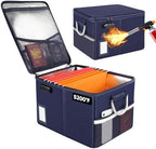 TOMKID 5200°F Fireproof Document Box, Fire Important Document Organizer with Lock, Upgraded Heat Insulated Filing Storage Cabinet Office Organization (5200°F Fireproof Box, Blue) by Aobteeny
