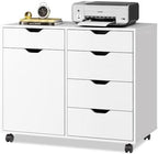 DEVAISE 5-Drawer Wood Office Cabinet, Craft Storage Cabinet, White by DEVAISE