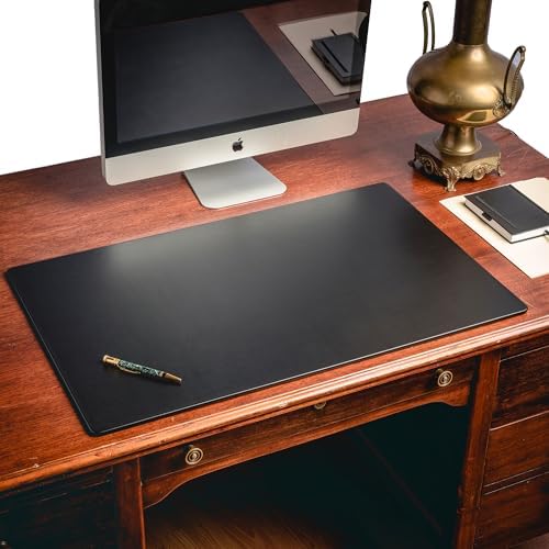 Dacasso Pad Without Side Rails Luxury Leather Blotter for Writing-Executive Desk Surface Protector, 34” x 20”, Black - Image 2