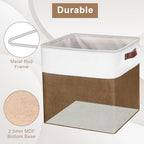Bagnizer 13x13 Cube Storage Bins, Collapsible Fabric Storage Box, 4 Pack Closet Baskets with Handles for Organizing, Shelf, Toys, Clothes, Home, Office, Nursery (Brown&White) - Image 2