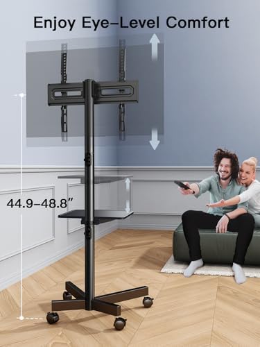 PERLESMITH Rolling TV Stand on Wheels for 23-65 Inch TVs,Tilt Mobile TV Cart Holds up to 99 lbs with Adjustable Height Shelf, Outdoor TV Stand for Bedroom Max VESA 400x400mm PSTVMC04 (Pack of 2) - Image 4