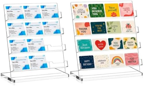 Dunzoom 2 Pack Business Card Holder for Desk 12 Slots Freestanding Clear Acrylic Business Card Holder Display Stand Multiple Organizer for Office Meeting Exhibition Home by Dunzoom
