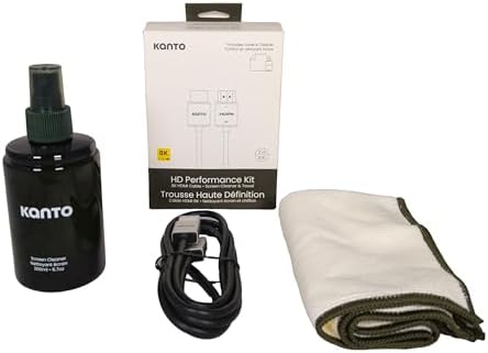 Kanto HT6-KIT Screen Cleaning Kit with Screen Safe Cleaning Spray, Microfiber Cloth and HDMI 2.1 Cable by Kanto