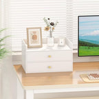 Wisuce Bamboo Desk Organizer with Drawers for Tabletop Storage (White with 2 Drawers) - Image 4