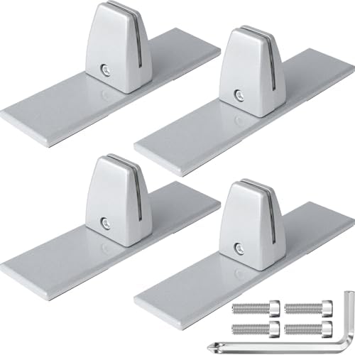 4 Packs Sneeze Guard Clamp Bracket, Sneeze Guard Shield Base for Countertop, Stick On Heavy Duty Aluminum Partition Guard Clip, Panel Support Clamp Stand for Clear Acrylic Desktop Counter Reception by First-zgel