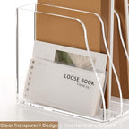 YUXUN Clear Acrylic File Organizer 4-Compartment Desktop - Image 6