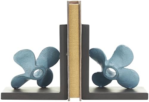 Deco 79 Metal Boat Bookends, Set of 2 Bookends 6" W, 7" H, Teal - Image 2