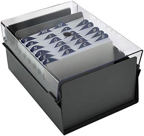 Acrimet 4 x 6 Card File Holder Organizer Box Metal Base Heavy Duty (AZ Index Cards and Divider Included) (Gray Color with Clear Crystal Plastic Lid Cover) - Image 4