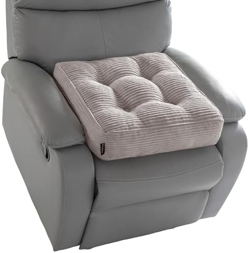 HIGOGOGO Tufted Corduroy Recliner Seat Cushion for Elderly, High Density Foam Large Square Seat Cushion for Recliner Chair, Floor Pillow, Office Chair, Car, No Pressure on Thighs, 20x20x4 by HIGOGOGO