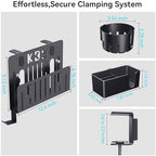 KDD 7 in 1 Desk Side Organizer Set, Under Desk Laptop Holder Storage, No Drill Laptop Stand Mount with 2 Cup Holder, Pen Holder, Headphone Hanger and 2 Pin Magnet, Detachable Hanging Stand - Image 6
