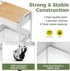 3-Tier Rolling Cart with Table Top, Metal Utility Cart on Wheels - Image 2