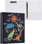 Dinosaur Cartoon Black Decorative 3 Ring Binder 1.5 Inch Large View Binders with Pockets File Organizer for Office College School, 2 Pack - Image 3