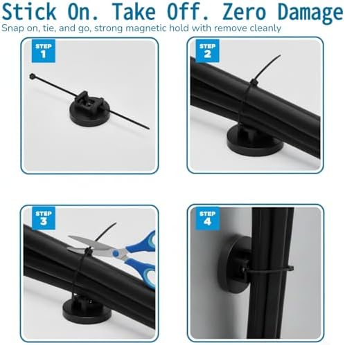 225-Pc Magnetic Cable Ties Set,Magnetic Zip Tie Mounts & Cable Ties - Image 6