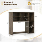 Giantex Desktop Bookshelf, Desk Hutch Dorm w/ 7 Cubes & 3 Adjustable Shelves, Desk Shelf for Up to 27" Computer Monitors, Wooden Desktop Storage Organizer for Dorm College Office Home (Grey Oak) - Image 3