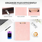 Ospelelf Zippered Padfolio Organizer, Faux Leather 3 Ring Binder with Clipboard, Letter Size Business Portfolio with Notepad, Tablet Sleeve & Phone Pockets for Office Work Pink - Image 5