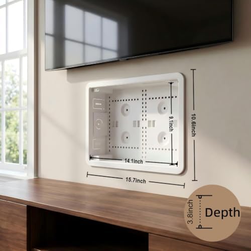 9'' in-Wall Media Box & Recessed Outlet Box with Cable Management - Structured Media Enclosure Compatible with Streaming Media Players - WiFi Friendly Design - Image 6