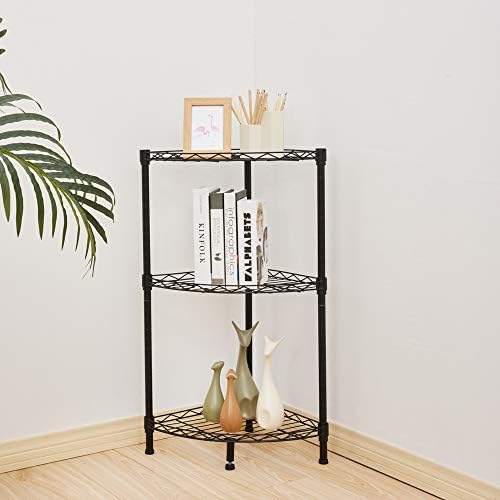 3 Tier Storage Racks Shelving, Heavy Steel Pantry Shelves, Adjustable Wire Shelving Rack Corner, Suitable for Garage, Kitchens, Offices, 13.8" W x 13.8" D x 32" H, Black - Image 5