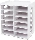 SONGWAY Desktop Mail Sorter Organizer - Small File Organizer for Desk, Desk Bills Storage, 12 Slots Ink Pad and Stamp Pad Storage Rack by SONGWAY