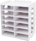 SONGWAY Desktop Mail Sorter Organizer - Small File Organizer for Desk, Desk Bills Storage, 12 Slots Ink Pad and Stamp Pad Storage Rack by SONGWAY