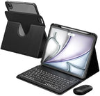 YBING for iPad Air 13 Inch & Pro 12.9 Case with Keyboard and Mouse, 7 Colors Backlit Detachable Keyboard & 360° Rotating Cover (iPad Placed Horizontal or Vertical) with Pencil Holder (Black) by YBING