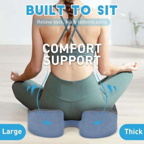 BlissTrends Extra Thick Seat Cushion for Office Chair & Car Seat, Grey&Blue - Image 6