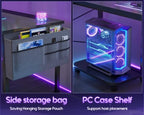 Coleshome L Shaped Gaming Desk with Hutch & LED Light - Image 6