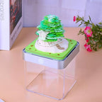 3D Memo Pad Time Piece Calendar 2027,3D Calendar Memo Pad DIY Notes Notepad Paper Carving Art Green Tree House,3D Desk Calendar 2027 With Lights - Image 6