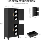 COFaR 71" Metal Pantry Cabinet with Drawer, Black Storage Cabinet with Adjustable Shelves, 3-Section Industrial Cupboard for Kitchen & Office - Image 2