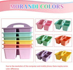 Set of 6 Classroom Caddy, Small Plastic Storage Caddy with Handle, Morandi - Image 6