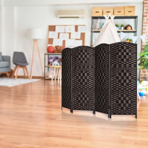 HALLYBEE Short Room Divider Folding Privacy Screens,4 Panel Dark Mocha - Image 6