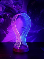 YuanDian Headphone Stand, Walnut Wood Headset Holder with Blue Pink LED Night Light for Gamers, Men, and Music Lovers - Perfect Desk Gift Idea - Image 2