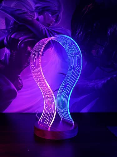 YuanDian Headphone Stand, Walnut Wood Headset Holder with Blue Pink LED Night Light for Gamers, Men, and Music Lovers - Perfect Desk Gift Idea - Image 2