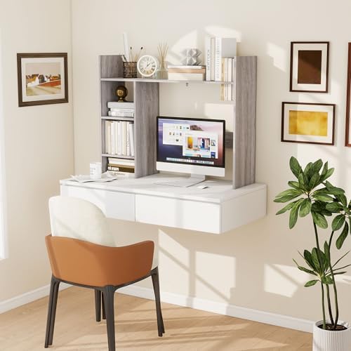 FTZxHKLX 37.4’’ Desktop Bookshelf, 4-Tier Desk Hutch for Computer Monitor - Image 3