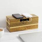 Acacia Wood Cable Management Box - Cord Hider&Organizer for TV Wires by HOME