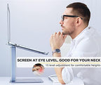 Adjustable Laptop Stand, Tall, Strong, Airflow, Suitable for 13.3-17.3 Inch Laptops, Lift Screen to Eye Level for Video Conferences - Image 3